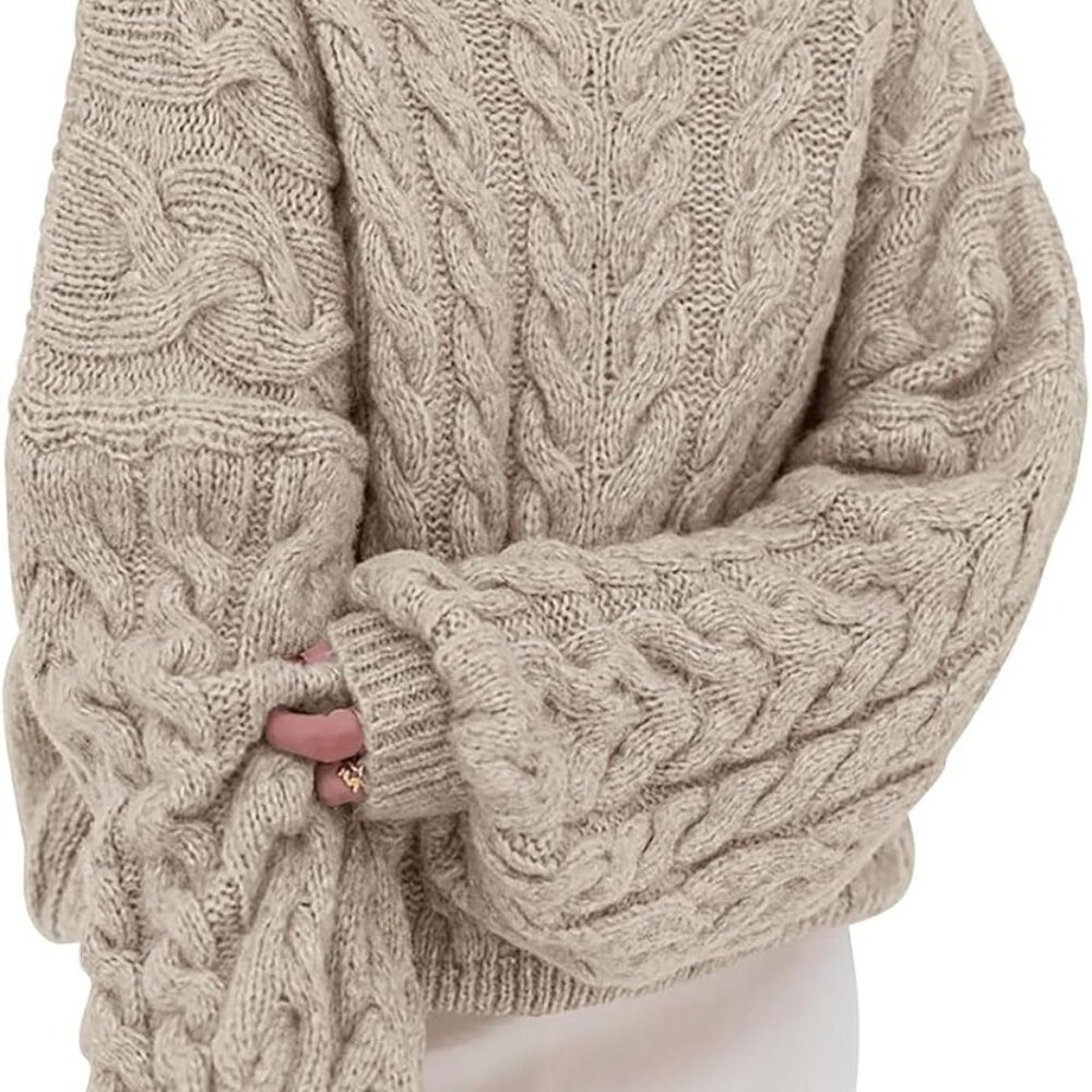 Womens Sweaters Fall 2025 Cable Knit Long Sleeve Crewneck Oversized Sweater Chun
